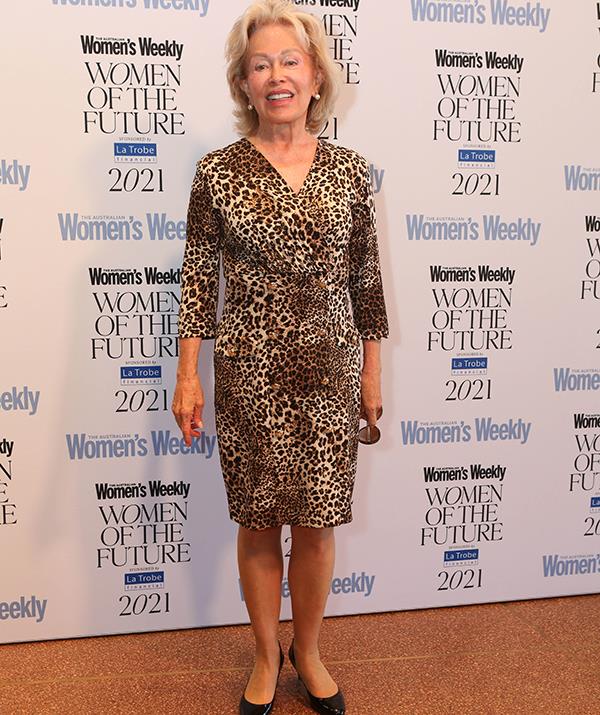 **Blanche D'Alpuget**
<br><br>
Blanche, the widow of former Australian Prime Minister Bob Hawke, looked ageless in this leopard print wrap dress.