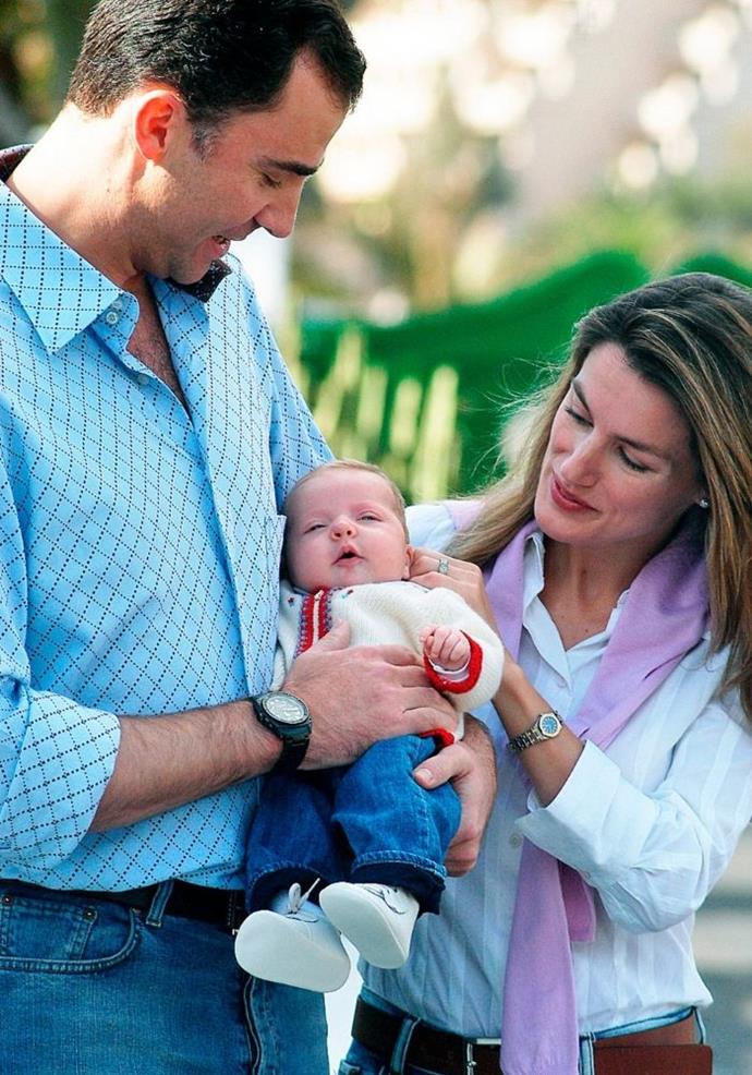 Love was radiating from Felipe and Letizia as they doted on their first born.