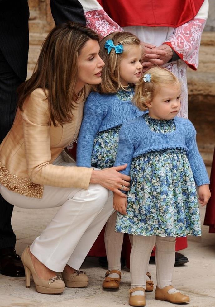 The girls were adorably dressed in matching outfits for Easter Sunday Mass in 2009.