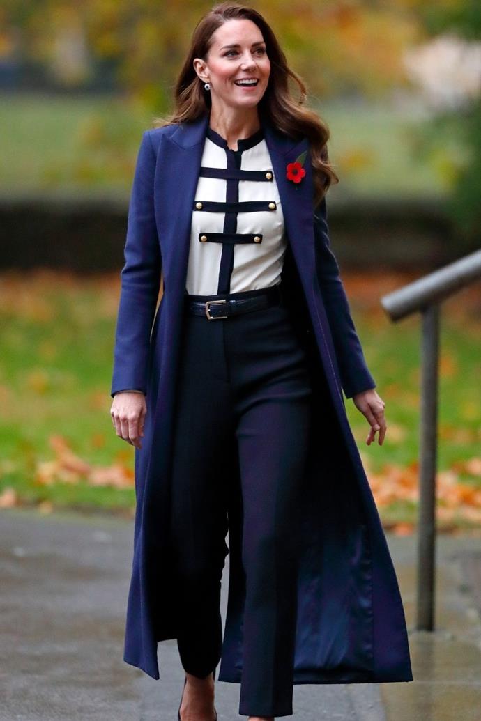 To attend the opening of the Imperial War Museum's Second World War Galleries and The Holocaust Galleries, the Duchess of Cambridge looked polished and prim in her Alexander McQueen military shirt, which she previously wore in 2011.