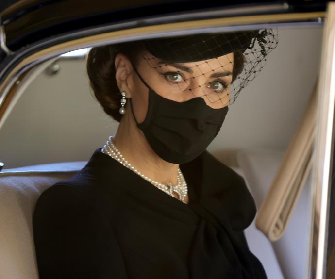 **April**<br>
This image of Catherine arriving at the funeral captivated millions of royal-watchers.
