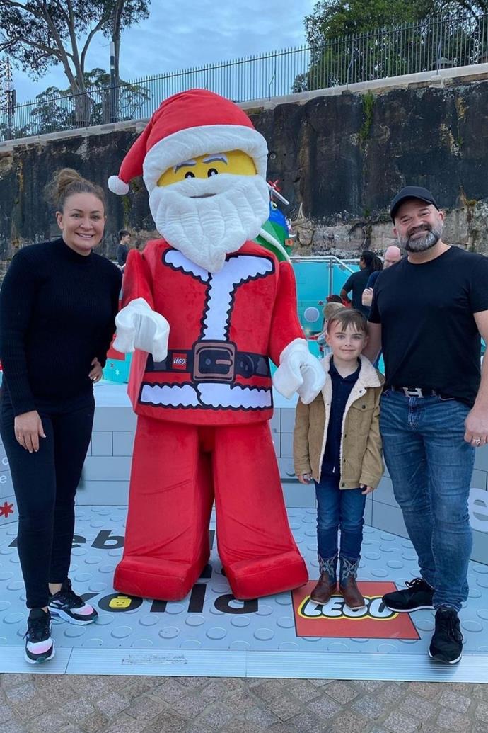 **Michelle Bridges**
<br><br>
The celebrity personal trainer took her son Axel to meet Lego Santa with Sean Simpson, AKA Uncle Seany.
<br><br>
Michelle posted a sweet picture of the trio smiling with the impressive statue, and she captioned the moment, "Lego Santa, Brickman and @ssimpsondesign (Uncle Seany)!! What an evening!!!."