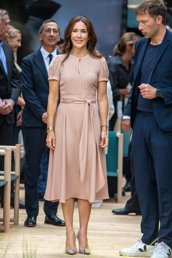 **Number 1**<br>
Have you ever seen an outfit that is more qunitessentially Mary? The Danish royal took our breath away in this pink Marc Jacobs dress and   Gianvito Rossi python pumps, accessorising with gold bangles as she let her natural beauty shine through. <br><br> Not only has Mary worn this dress before (a few times, actually), proving her dedication to more sustainable fashion once again, it totally embodies her elegant approach to fashion. It's a true winner in our eyes and has to be our favourite fashion moment from her in 2021.