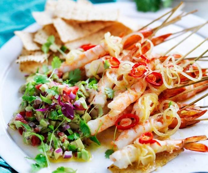 [Warm spiced prawns with avocado salsa](https://www.womensweeklyfood.com.au/recipes/warm-spiced-prawns-with-avocado-salsa-13502|target="_blank")
<br><br>
This light, fresh and flavoursome dish is perfect as a starter or finger food for dinner parties.