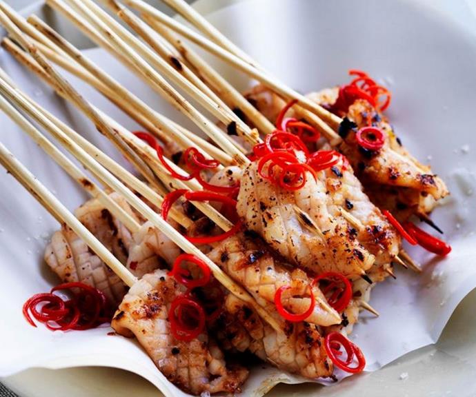 [Korean barbecued squid on skewers](https://www.womensweeklyfood.com.au/recipes/korean-barbecued-squid-on-skewers-28799|target="_blank")
<br><br>
Delicious, fresh, juicy Korean barbecued squid on skewers - a crowd pleasing dish which is perfect for your next BBQ or family gathering!
