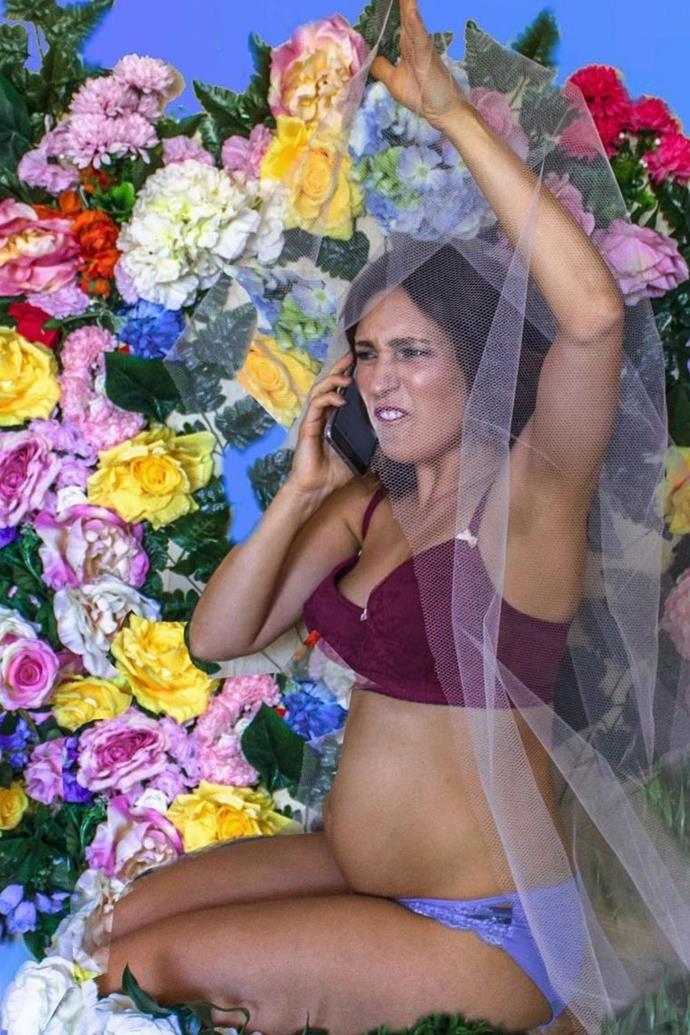 This Beyoncé inspired photoshoot was every part glamorous and hilarious. 
<br><br>
"When @beyonce and I fell pregnant at the exact same time, we were so happy. We made a best friend pact to announce the news with high-concept, oversaturated floral imagery and mismatched lingerie on the SECOND of February," she shared her inspiration behind the recreated photoshoot.