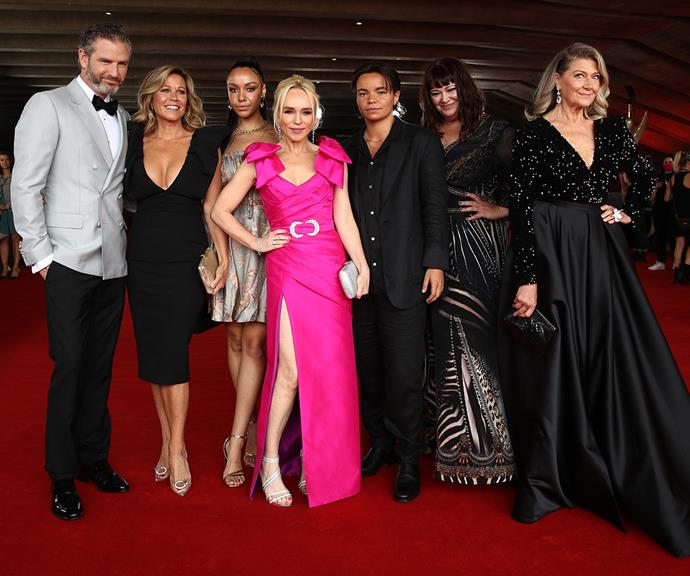 The cast of *Wentworth*, including Zoe Terakes, Jane Hall and Susie Porter, swapped their prison uniforms for tuxedos and gowns.