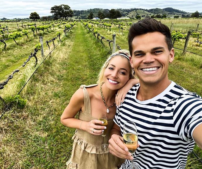 It was off to wine country in Mudgee to ring in Jimmy's 32nd birthday and Holly couldn't have looked happier with her handsome man.