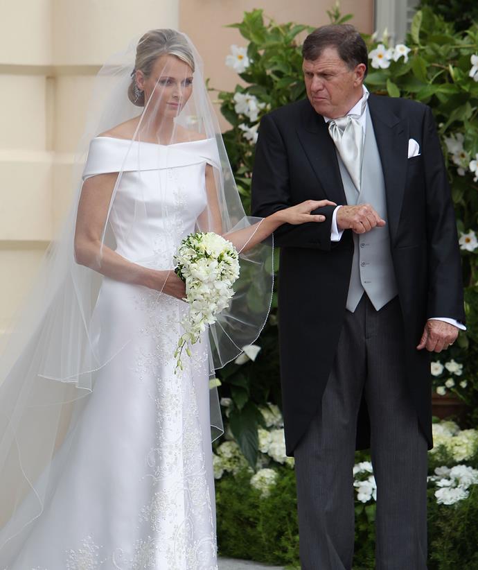 Charlene with her father on her wedding day.