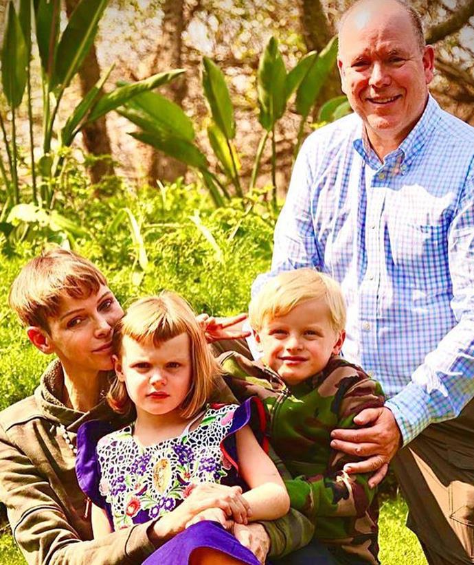 Charlene was sadly separated from her children for much of 2021, as she [battled a lengthy illness in South Africa](https://www.nowtolove.com.au/royals/international-royals/princess-charlene-sick-south-africa-68348|target="_blank") and was unable to return home to Monaco to visit them. Fortunately, Albert brought Gabriella and Jacques to Charlene's home country to visit while she recovered, resulting in this sweet family portrait.