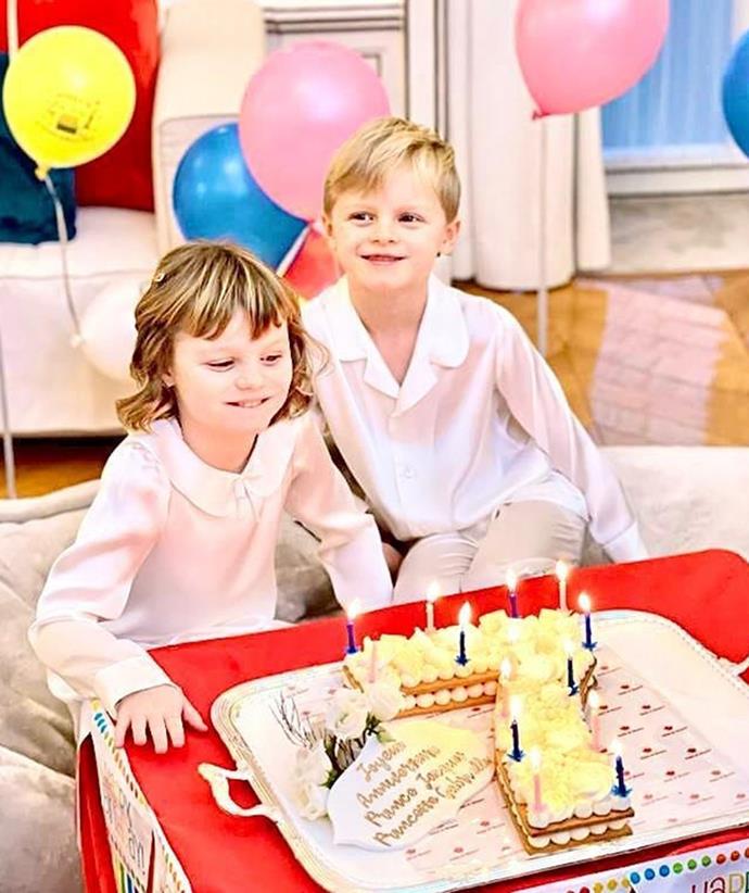 The twins celebrated their 7th birthday on December 10, marking the occasion with balloons and cake at one of Monaco's royal residences. Princess Charlene captioned this touching photo of her children: "Happy birthday my babies. Thank you God for blessing me with such wonderful children. I'm truly blessed. Love mom❤️"
