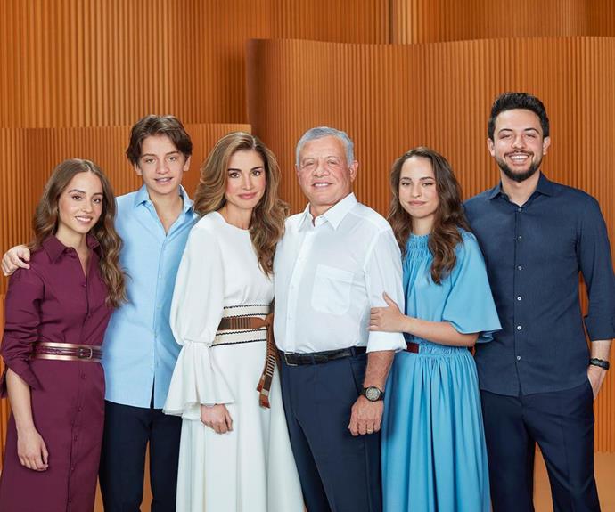 [Queen Rania of Jordan](https://www.nowtolove.com.au/preview/royals/international-royals/who-is-queen-rania-of-jordan-fashion-family-69999|target="_blank") shared this stunning photo with her husband, King Abdullah II, and their four childreen - who are all looking very grown up!