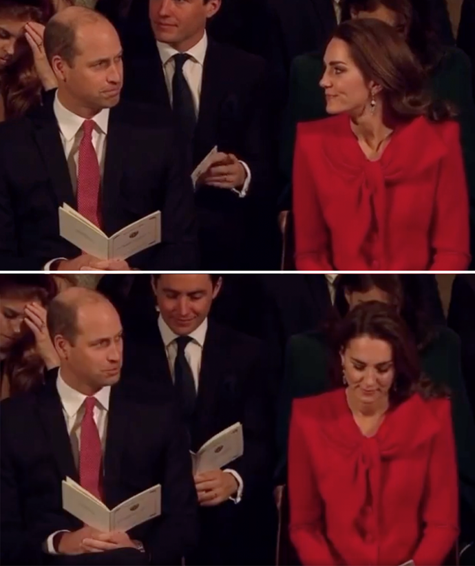 A tender moment between Kate and William was caught on camera during filming for the Duchess of Cambridge's 2021 Christmas concert, as the couple shared a sweet smile during the event. <br><br> Clips of the moment show William offering his wife a small smile, which she returns before looking down at her program. William then continues to watch his wife, smiling at her in a way that simply melts our hearts. Since the carols were filmed at Westminster Abbey where they tied the knot 10 years before, it's proof their love is still strong!***Watch the full clip below!***