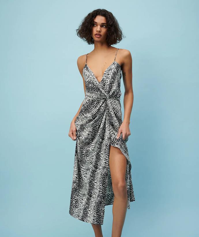 Printed draped dress, $139, from [Zara](https://www.zara.com/au/en/printed-draped-dress-p03010165.html?v1=109018977|target="_blank"|rel="nofollow").