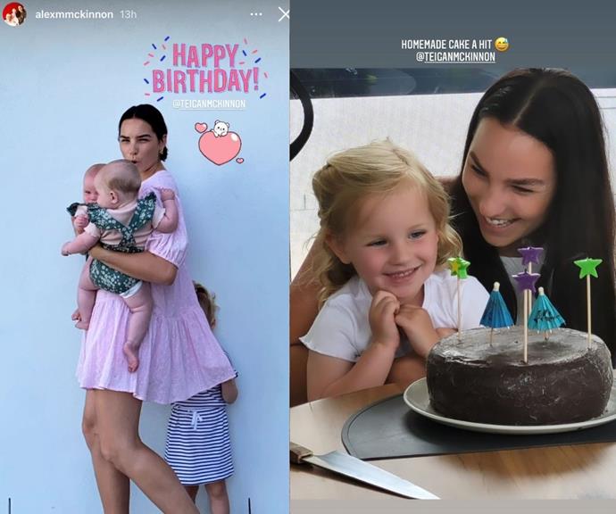 In January 2022 the family marked Teigan's 28th birthday, Alex taking to Instagram with cute a photo of her holding their twins with their eldest girl in the background. He also shared a snap from the big day of the mother-of-three holding Harriet while they smiled at the bday cake.