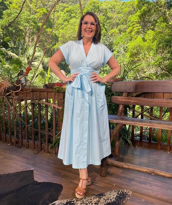 Despite filming in the sweltering summer in the Aussie outback, Julia still managed to look glamourous in this Belinda International midi dress.
<br><br>
For footwear, the 53-year-old stuck to her signature wedged heels by Novo.