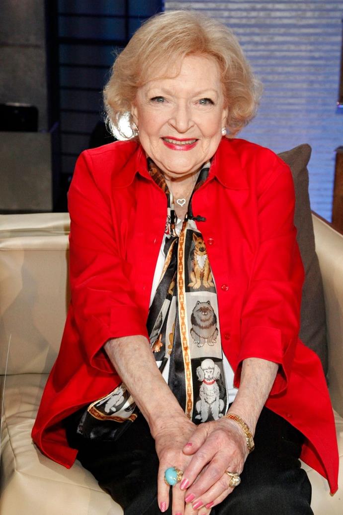 **Betty White: 1922-2021**
<br><br>
The world said goodbye to the icon that is Betty on New Year's Eve 2021 (New Year's Day in Australia) at 99-years-old, just a few weeks shy of her 100th birthday. 
<br><br>
The *Golden Girls* star's cause of death was confirmed on Monday, January 11, when it was revealed she died from a cerebrovascular accident - better known as a stroke. According to her death certificate, Betty suffered a stroke six days before she died.
<br><br>
When news of her death first broke, Betty's agent Jeff Witjas' said in a statement: "Even though Betty was about to be 100, I thought she would live forever.
<br><br>
"I will miss her terribly and so will the animal world that she loved so much. I don't think Betty ever feared passing because she always wanted to be with her most beloved husband Allen Ludden. She believed she would be with him again." 
<br><br>
Mourners around the world shared tributes to the star, who was a constant on our screens, with celebrities including Reese Witherspoon, Viola Davis, and Debra Messing tweeting messages of condolences.