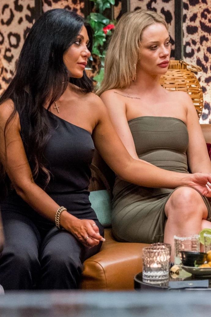 **Jessika Power and Martha Kalifatidis**
<br><br>
The girls were inseparable on *MAFS* but infamously feuded when the cameras stopped rolling, and the show began to air. However,  they were able to rekindle their friendship, and in March 2021, Jessika told *Unpopular* podcast that it was "the best thing" that happen during their Grand Reunion Special.
<br><br>
When speaking on the podcast, she hinted to another contestant swaying her judgement of Martha.
<br><br>
"I was influenced by other people... I'm not gonna say who, but I influenced to lean more towards disliking [Martha], just from little things I'd heard," she explained. "I was very grateful that I could mend that relationship with her, because Martha was my rock."