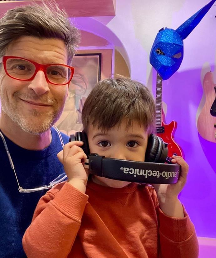 He's also given his son a peek into his podcasting work, captioning this snap: "Knows what he's doing with a Røde NT-1 this kid."