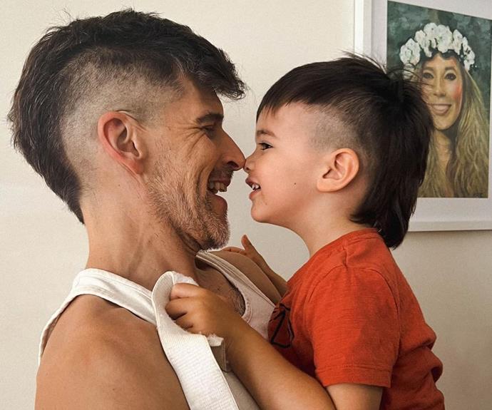 Twinning! Osher let his wife give him and Wolfgang matching haircuts, captioning this sweet photo: "Matching Mullets and Eskimo Kisses with Wolfie."
<br><br>
He continued: "@audreygriffen took a little convincing to shave my hair the same as Wolf's - but it's the off-season so why not? Thanks honey. You're masterful with the clippers! I promise to be high & tight when it's TV suit time again. Or will I?"