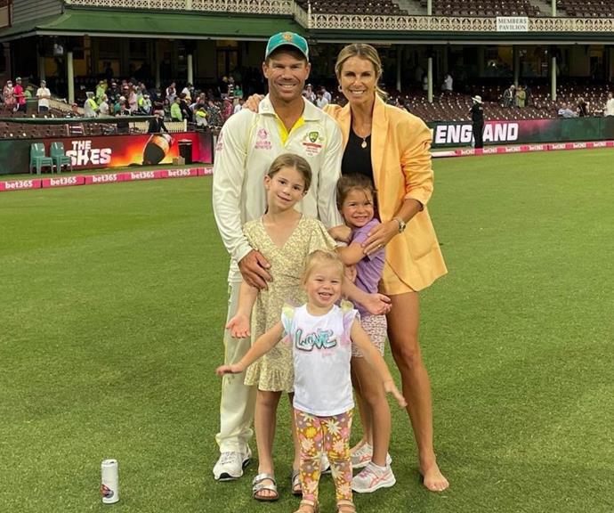 "What an exciting end to a great test match!! @davidwarner31 your cheer squad is never far ❤️."
