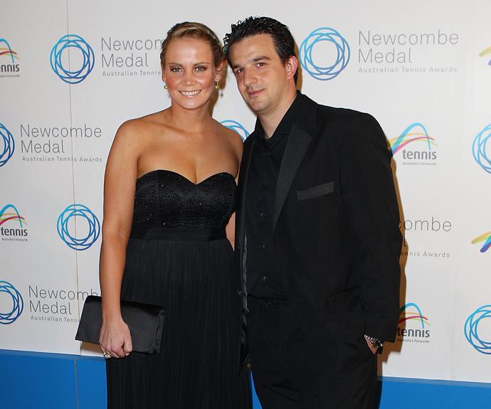 Jelena and Tin pose together at the Newcombe Medal in 2013.