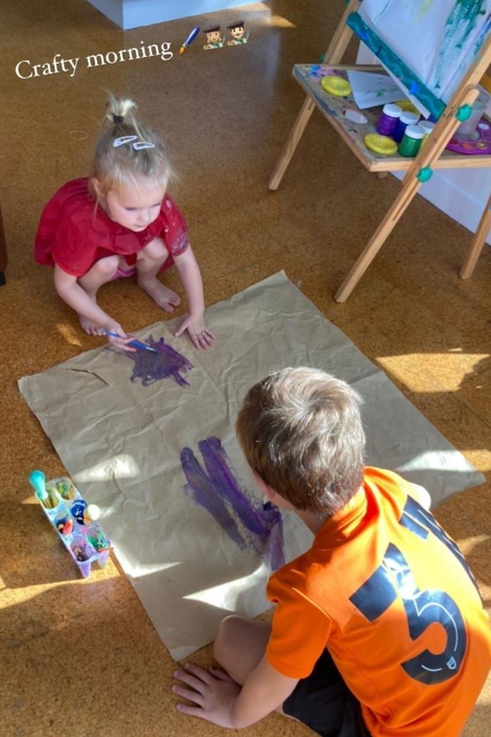 The McNamee household is an arty one! Penny shared this picture of her children bonding over an art project, which she captioned, "Crafty morning."