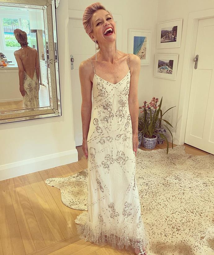 As Sydney's lockdown came to an end in 2021, Jess took to social media with this amazing photo and wrote: "I decided to get my @collettedinnigan wedding dress out of its box! It's the first time I've worn it in 17 and a half years! Oh the joy I had in this frock…"