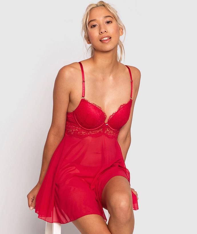 **For the woman who wants to embrace her sexy side:** Night Games Nicolette Push Up Babydoll, $69.99, from [Bras N Things.](https://www.brasnthings.com/nicolette-push-up-babydoll-red.html|target="_blank")