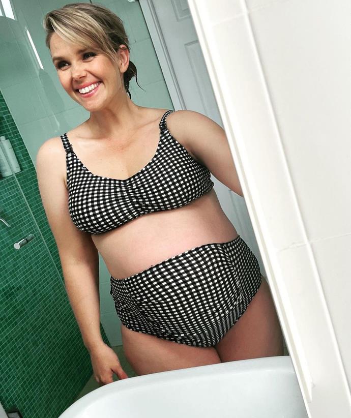 Edwina Bartholomew showed off her belly in a bikini.