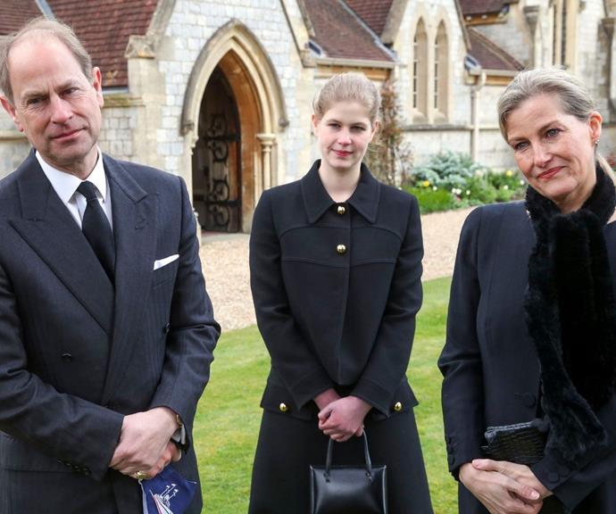 Following the announcement of Prince Philip's death, Sophie, her husband and daughter attended a television interview at the Royal Chapel of All Saints.