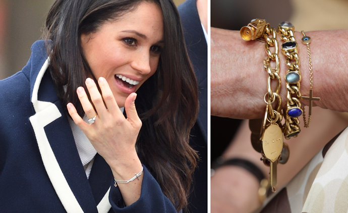 Fans noticed Meghan and Camilla (right) both wear cross bracelets.
