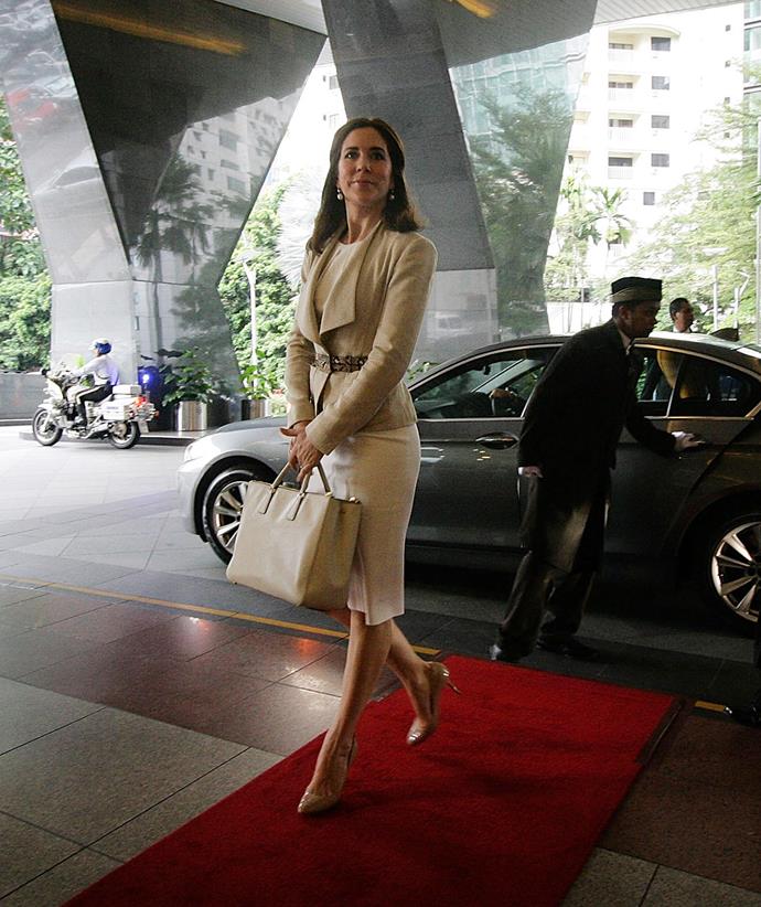 Crown Princess Mary arrives in in Kuala Lumpur in 2013.