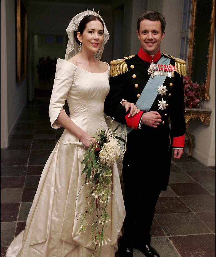 Crown Princess Mary and Crown Prince Frederik on their wedding day in 2004.