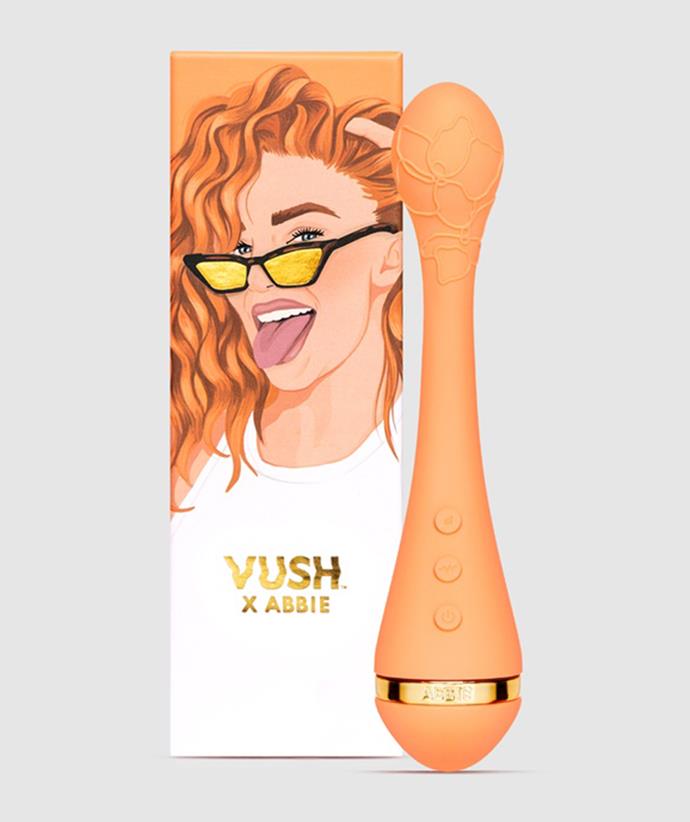 **Abbie vibrator**
<br>
This vibrant G-Spot vibrator is approved by *Bachelor* alum Abbie Chatfield herself - need we say more?<br><br>
*Shop the Vush Abbie vibrator, $150, from [The Iconic.](https://www.theiconic.com.au/abbie-1282688.html|target="_blank")*