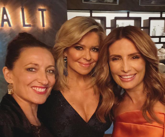 Georgie took a selfie with long-running *H&A* co-stars Emily Symons and Ada Nicodemou outside Summer Bay's fictional cafe Salt. 