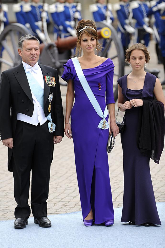 The similarities between mother and daughter were even more obvious when King Abdullah and Queen Rania brough their daughter along for the wedding of Crown Princess Victoria of Sweden in 2010.