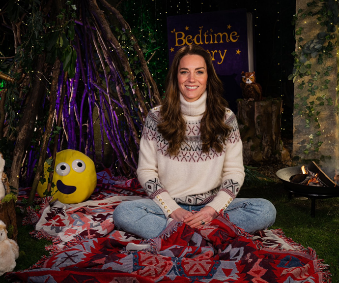 Catherine dressed casually for her TV guest spot on *CBeebies Bedtime Stories*.