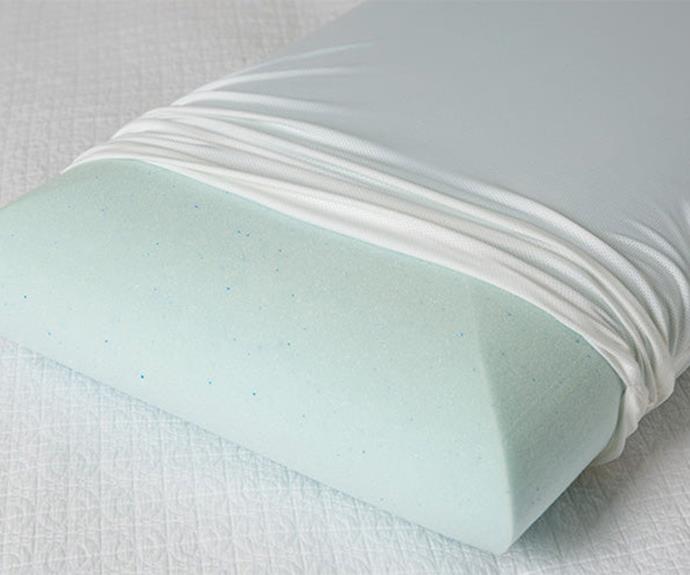 **Comfortech Gel Infused Memory Foam Pillow, $55.95, from [Tontine](https://www.tontine.com.au/collections/all-feel-profiles/products/tontine-comfortech-gel-infused-memory-foam-pillow-medium-firm|target="_blank").**
<br><br>
Find yourself overheating in the night? This pillow features gel infused Aircell™ Memory Foam, which combines comfort of memory foam with the cooling gel designed to prevent sweaty nights.