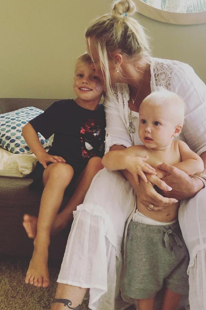 Lisa shared this tender moment with her grandsons while looking forward to welcoming her third. 
<br><br>
"Grannie and her little boo boos. Not long to go and there will be 3! 💙😍💙," she wrote.