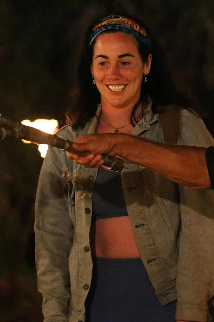 **Sophie**
<br><br>
A well-known businesswoman and Influencer, Sophie Cachia, said goodbye to the show after the blue tribe voted her out. 
<br><br>
She was even blindsided by her sister, KJ, who wrote down her name, but despite the shock of her 'betrayal,' she embraced her sister and promised she would take care of her children while KJ seizes her "big moment."
<br><br>
After her exit, she shared a few photos from her moments on the series, writing, "Kate I was so emotional watching you make such a tough decision. You're so incredibly brave. In your absolute element, and I love watching you in this game."