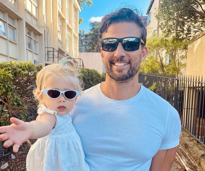 Too cool! Elle was matching her dad in this all-white outfit with a pair of tiny little sunnies.