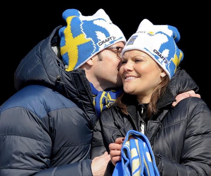 Prince Daniel stealing a moment with Princess Victoria at the FIS Nordic World Ski Championships in 2011.
