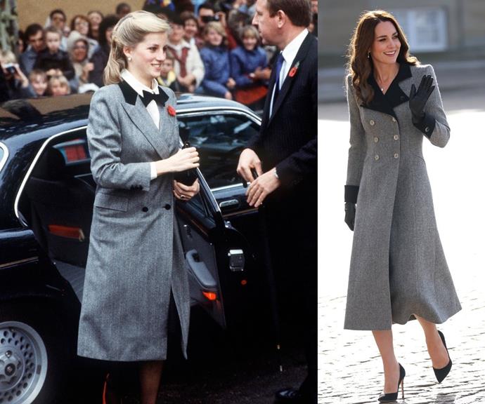 Diana and Catherine's coat dresses are almost perfect copies.