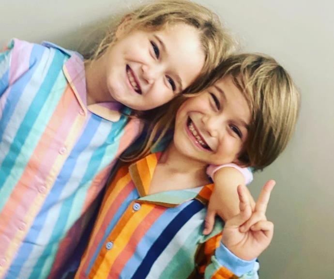 One rare night off, David, ever a fun dad, threw a pyjama party with his three children, and he shared this snap of the twins posing in their stripey garb. 
<br><br>
He wrote, "Had a night off. Came back to a pyjama party. #billyandbetty."