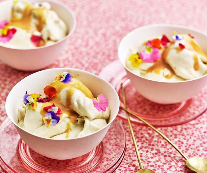 **Banana, coconut & rosemary nice-cream**
<br><br>
This dairy-free 'nice' cream recipe is a delicious sweet treat featuring fragrant rosemary and honey for a simple and elegant dessert dish.
<br><br>
*[Find the full recipe here on The Australian Women's Weekly Food site.](https://www.womensweeklyfood.com.au/recipes/nice-cream-recipe-30952|target="_blank")*
