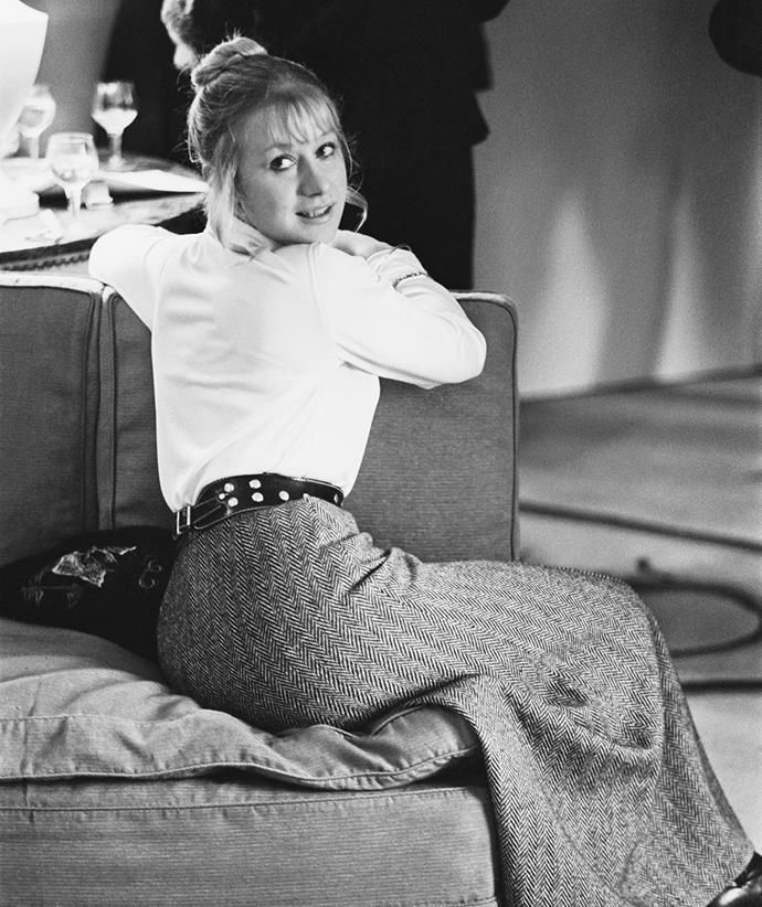 Pictured here in her mid-20s, Helen posed in a blouse and long skirt while promoting her film *Age of Consent* in 1969.