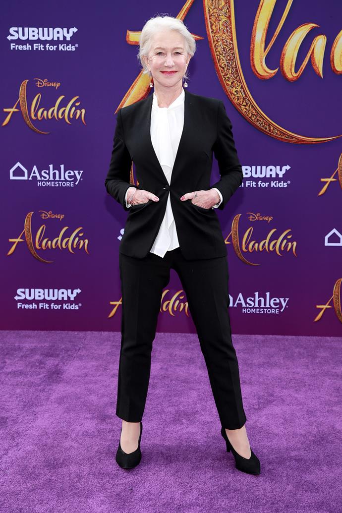 Helen started off 2019 with a chic tailored look at the premiere of the *Aladdin* remake.
