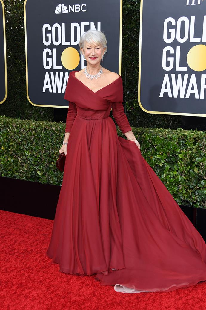 And this vibrant red one at the 2020 Golden Globe Awards.