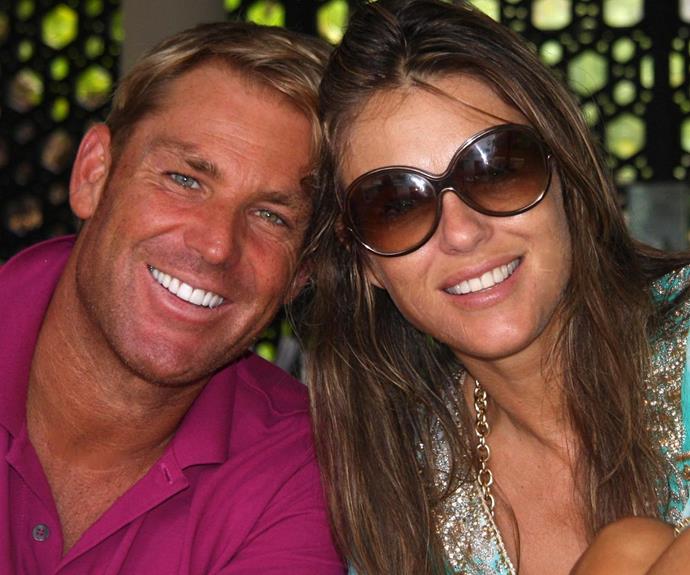 **Elizabeth Hurley** <br>
Though their romance came to an end in 2013, the same year they got engaged, [Liz only had kind words for her former flame.](https://www.nowtolove.com.au/celebrity/celeb-news/shane-warne-liz-hurley-relationship-71315|target="_blank") She wrote on Instagram: "I feel like the sun has gone behind a cloud forever. RIP my beloved Lionheart."